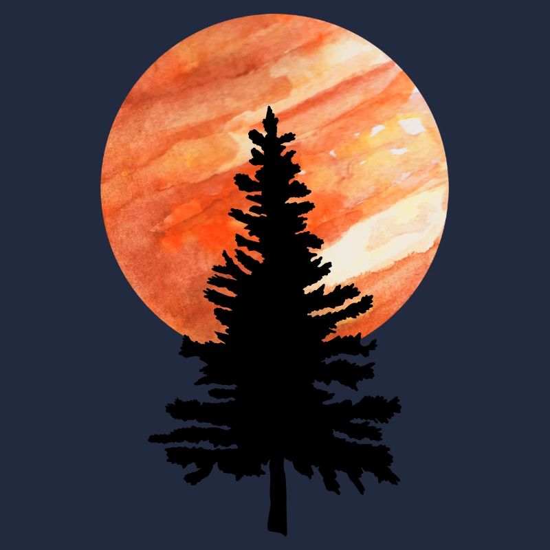 Arbre pin et lune