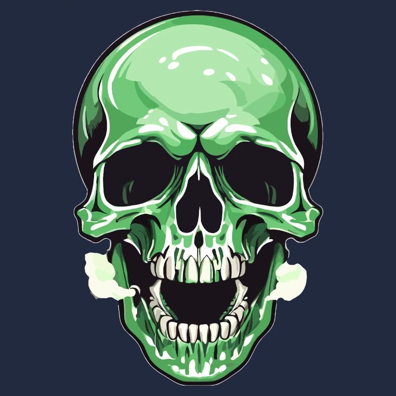 Crâne vert face frontale