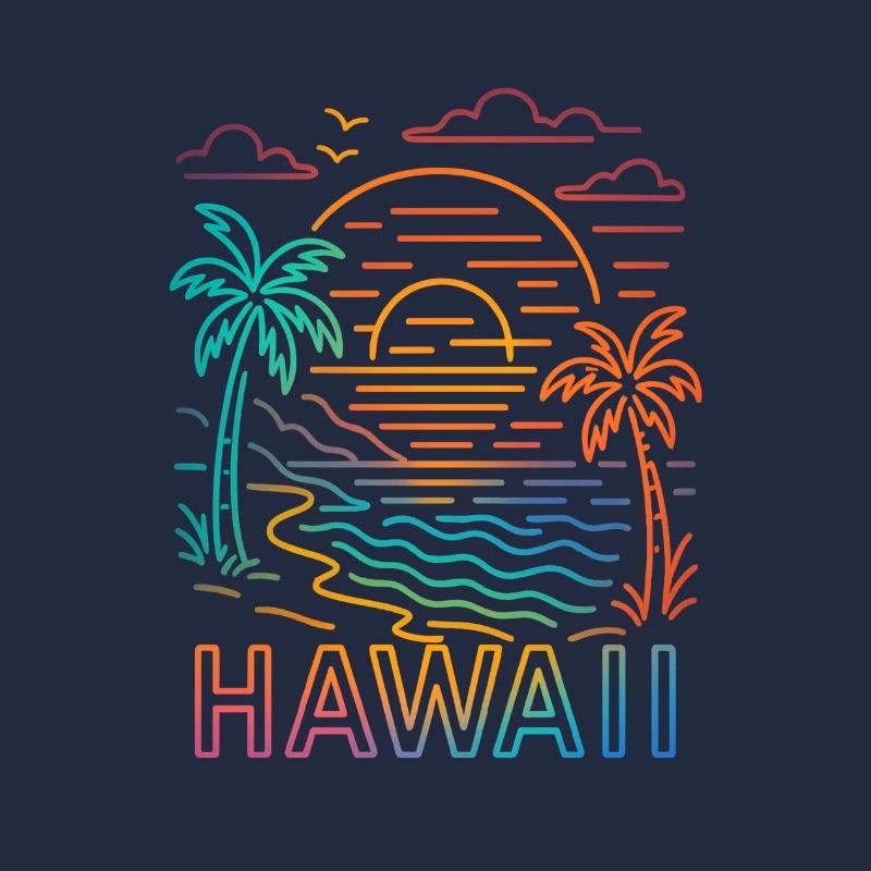 Vie colorée sur la plage d’Hawaï au coucher du soleil