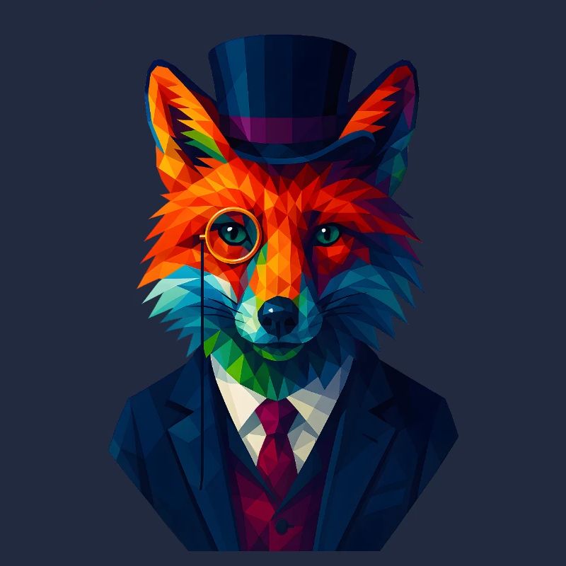 WPAP Style Animals - Renard Élégant Costume Monocle