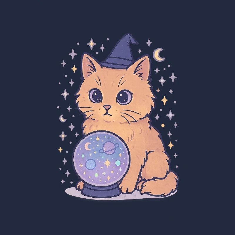 Astro Cat with Crystal Ball