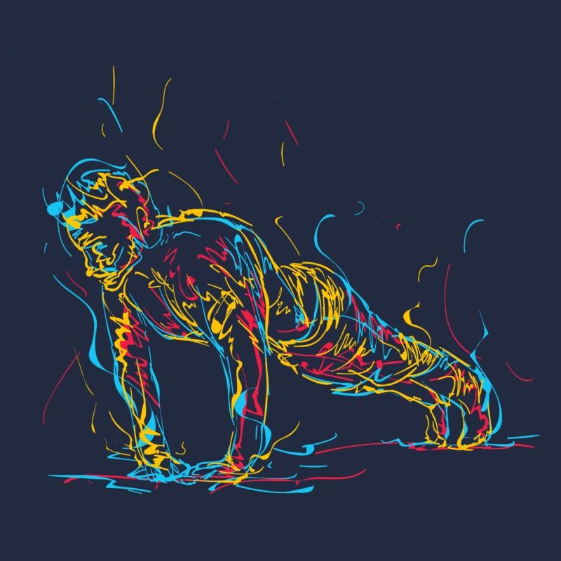 Abstract man doing push-ups