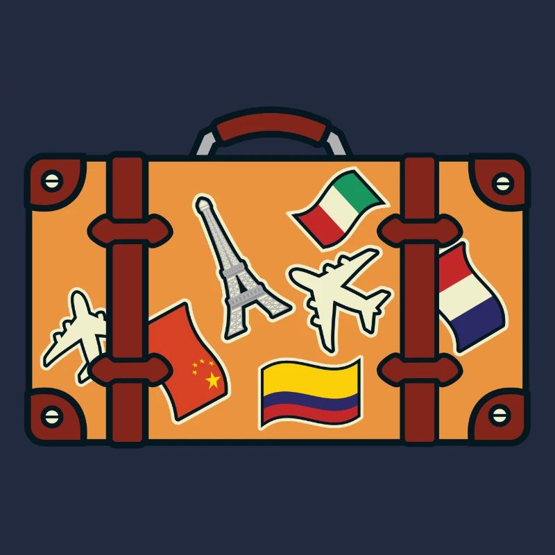 Valise avec des autocollants