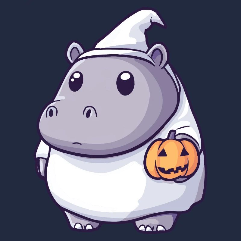 Nilpferd Halloween Comic Geist