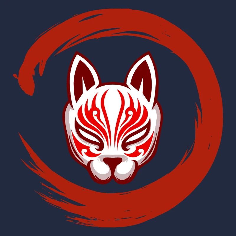 Red Circle Samurai Mask