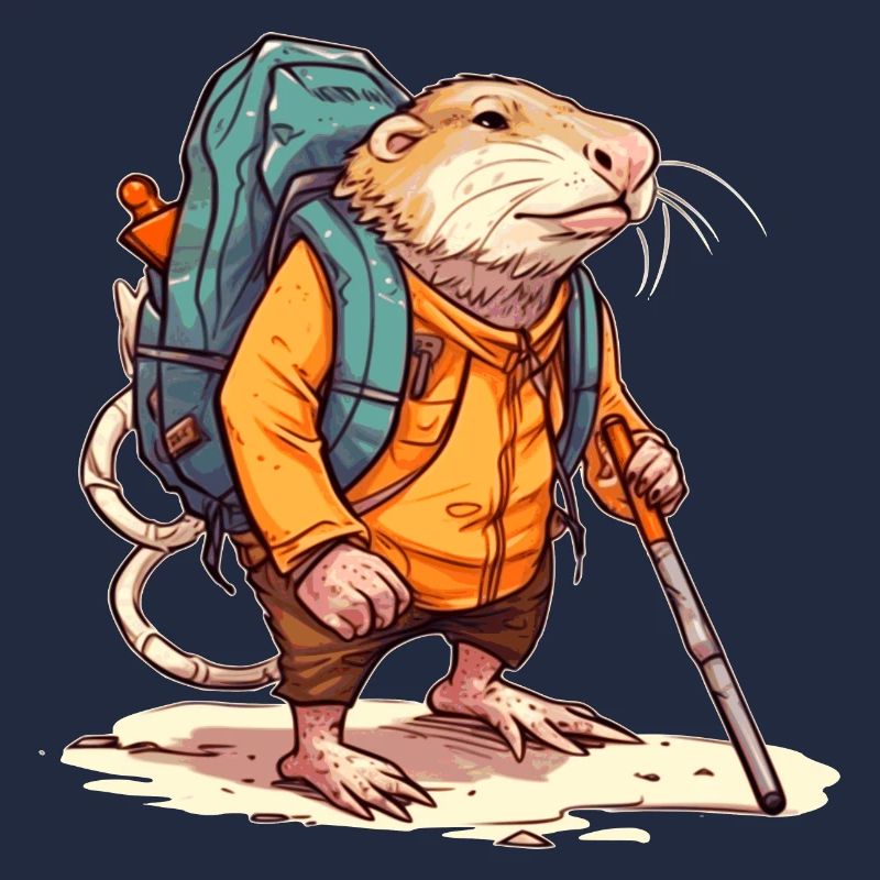 Mole rat equipped like a pro hiker