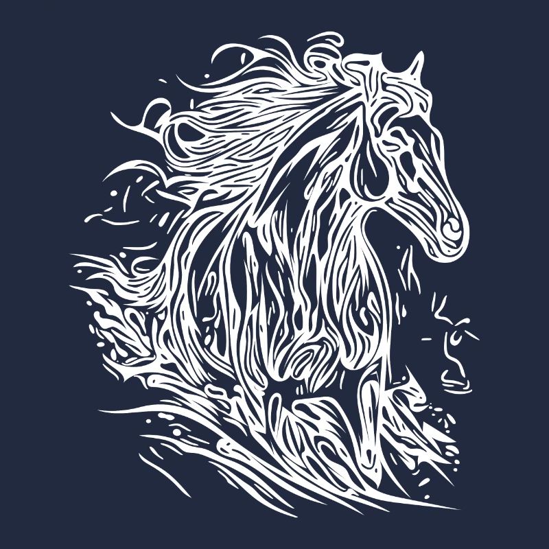 Galloping stallion with elegant mane in the wind
