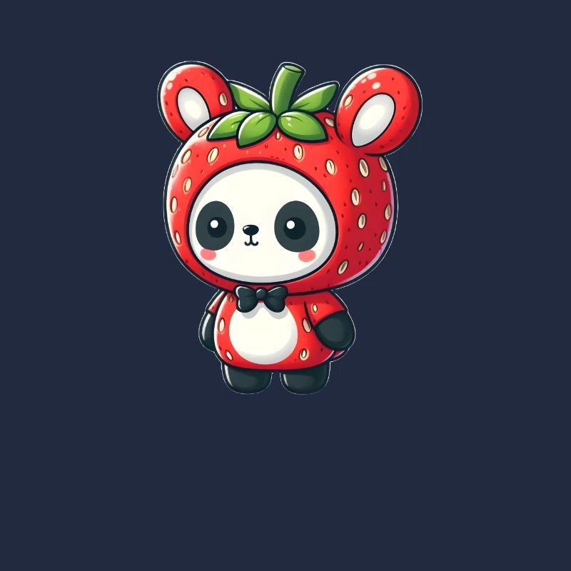 Panda im Erdbeerkostüm