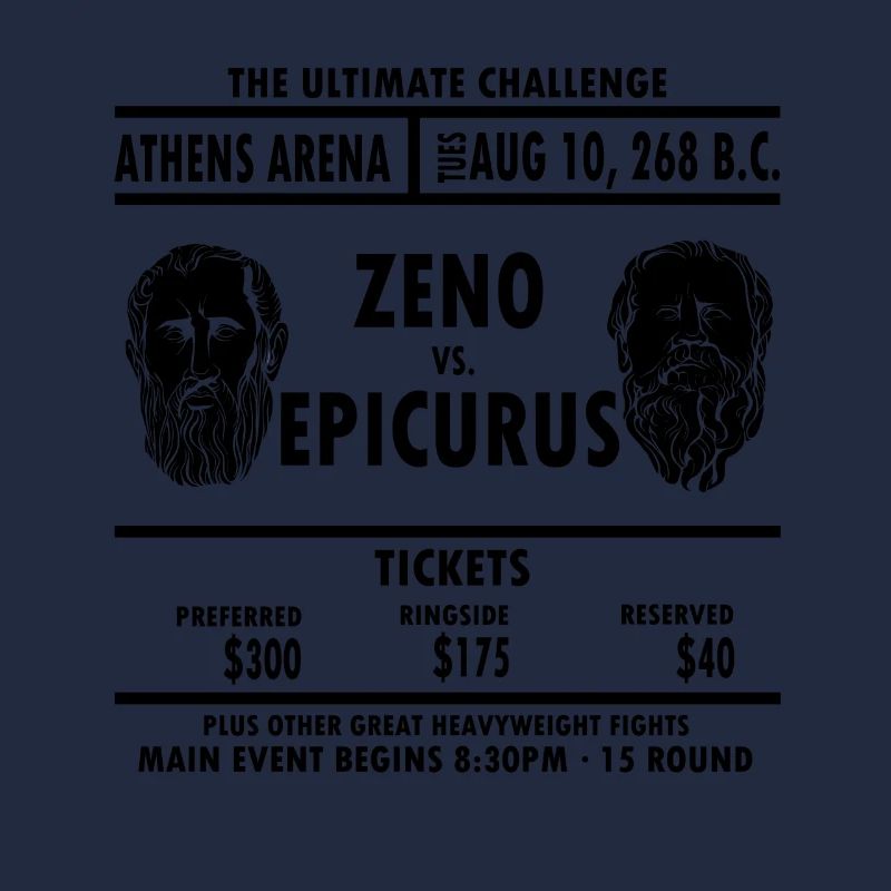 Zeno Vs. Epicurus Philosophie Philosophen Boxkampf