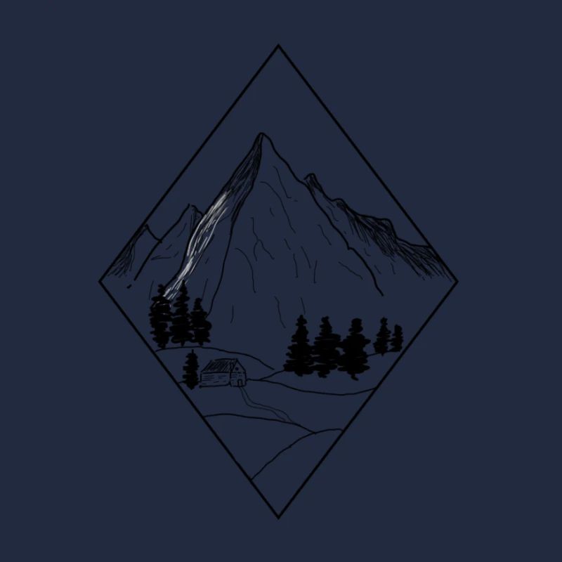 berge mit cabin im wald geschenk