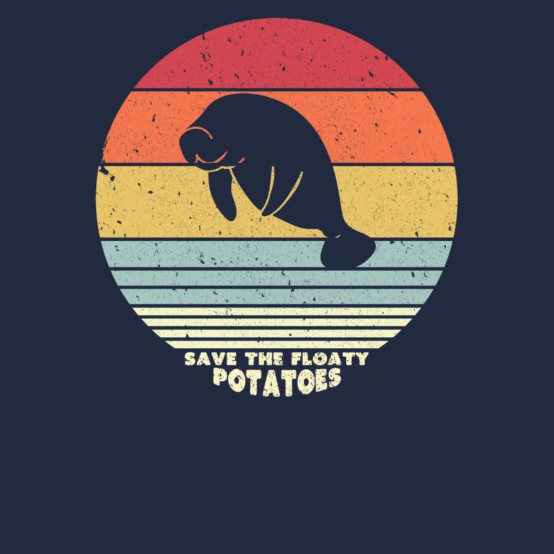 Save The Floaty Potatoes Print. Retro Manatees