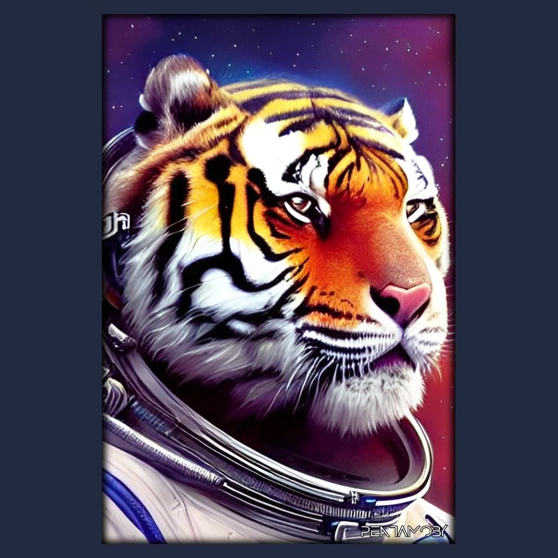 Tiger Big Cat Astronaut Future Sci-Fi Technology