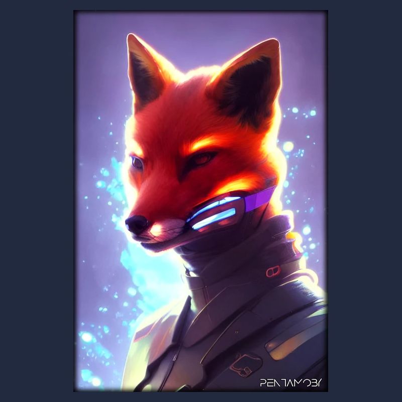 Fox Wildlife Cyber Neon Punk Future Sci-Fi