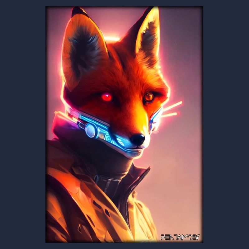 Fox Wildlife Cyber Neon Punk Future Sci-Fi