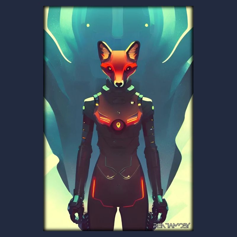 Fox Wildlife Cyber Neon Punk Future Sci-Fi