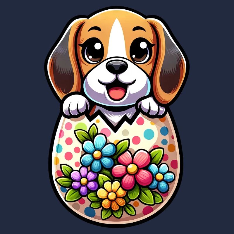 Oeuf de Pâques coloré Beagle éclosion Design