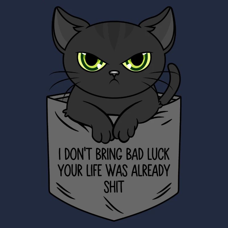 Poche poitrine chat noir Je n’apporte pas de malchance