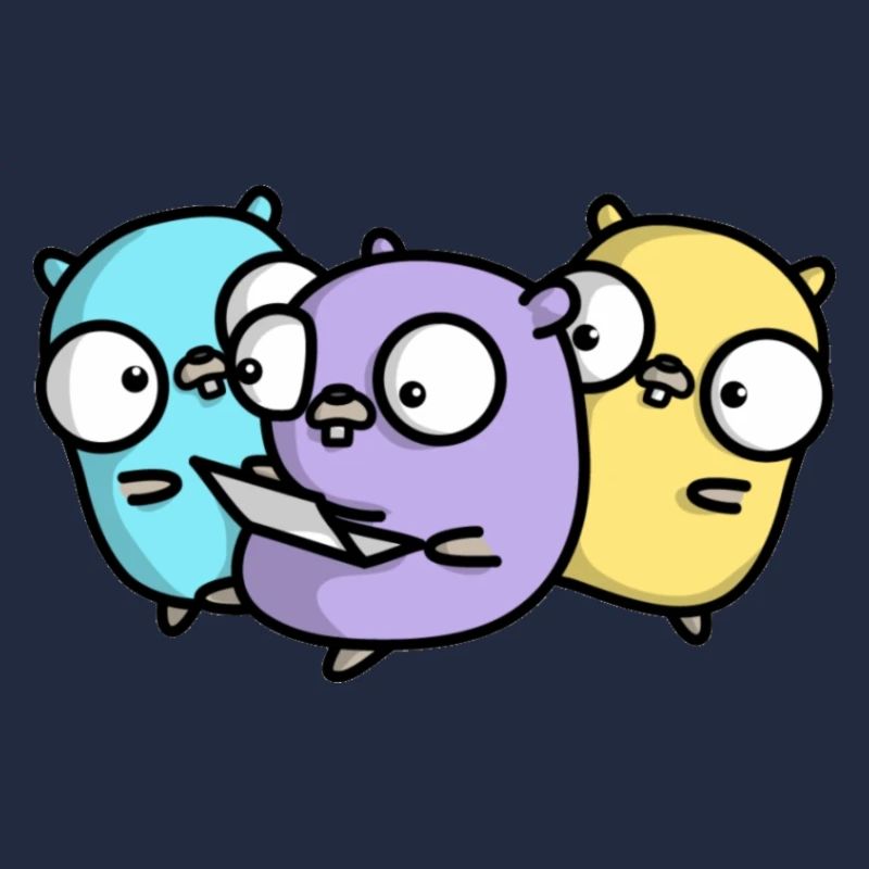 Drei niedliche Gopher beim Pair Programming