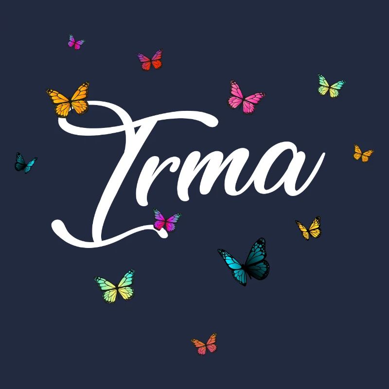 IRMA - Mädchen Name mit bunten Schmetterlingen