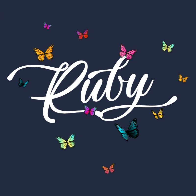 RUBY - Mädchen Name mit bunten Schmetterlingen