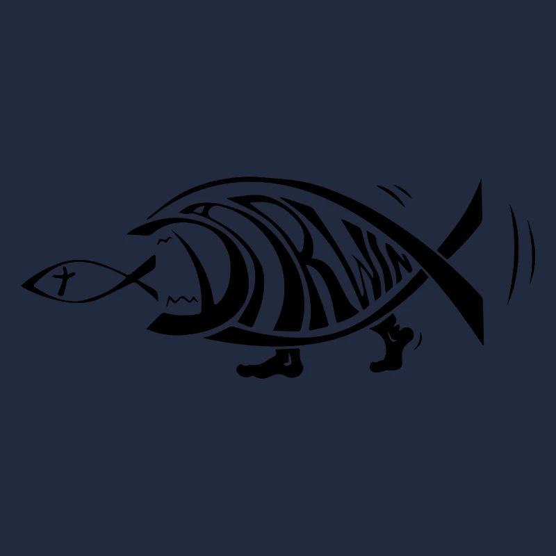 Darwin poisson mangeant des poissons de Jésus évolution drôle