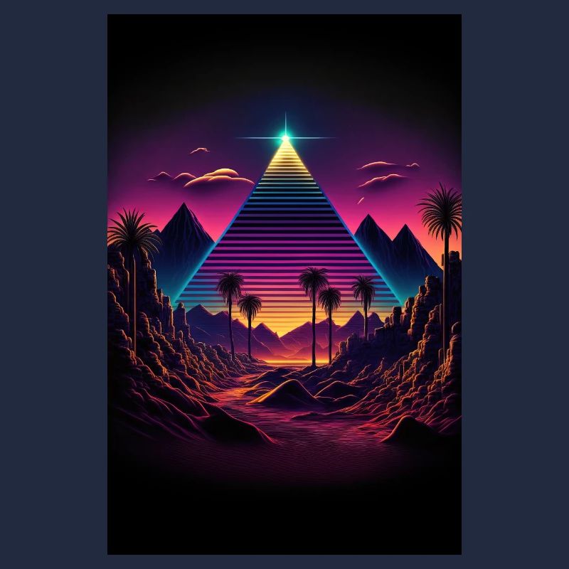 Luminous Monolith: A Retrowave Synthwave Pyramid
