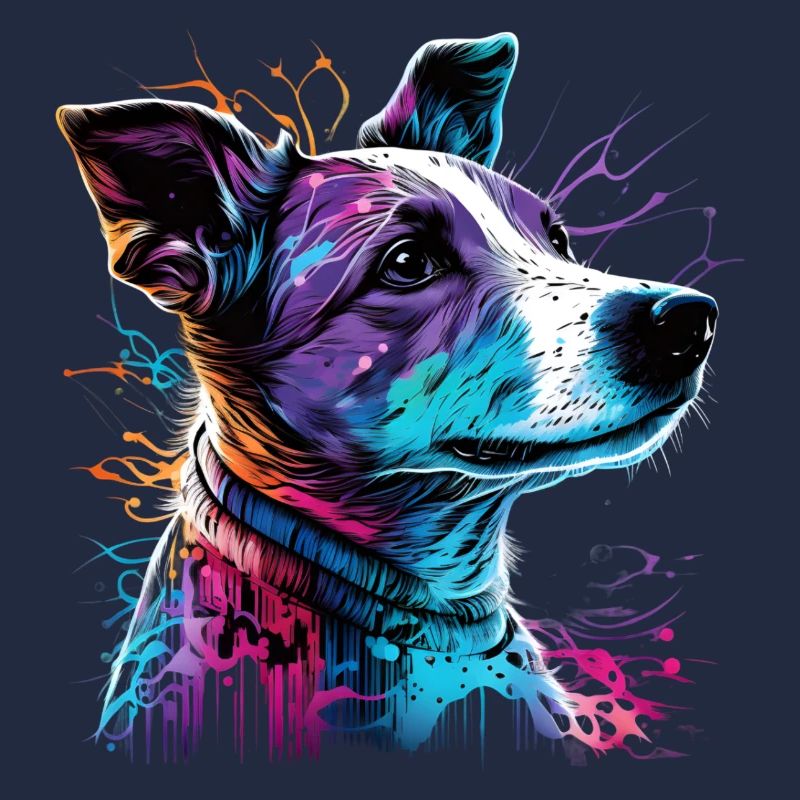 Dog Jack russell terrier synthwave
