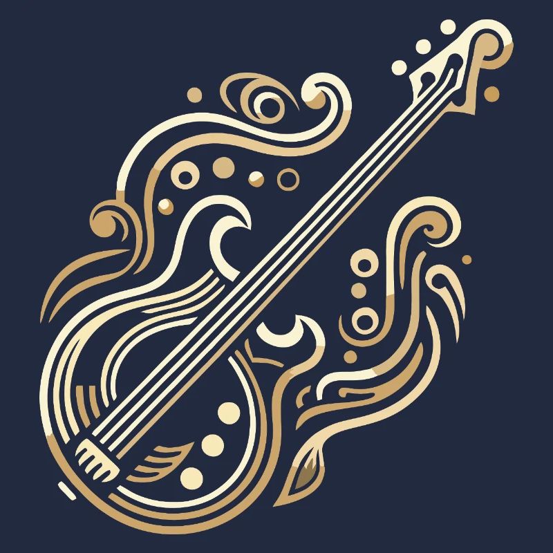 Guitare Basse Art Déco Dorée