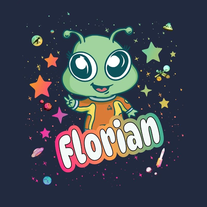 FLORIAN - Beau prénom de garçon avec extraterrestre mignon