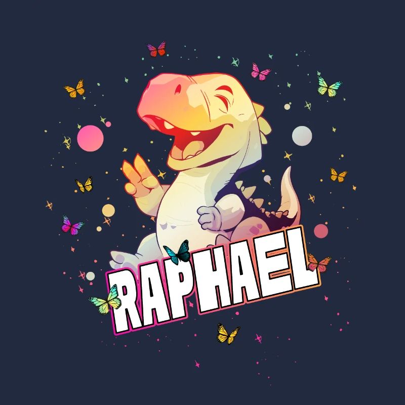 RAPHAEL - Beau nom de garçon avec mignon DINO T-REX