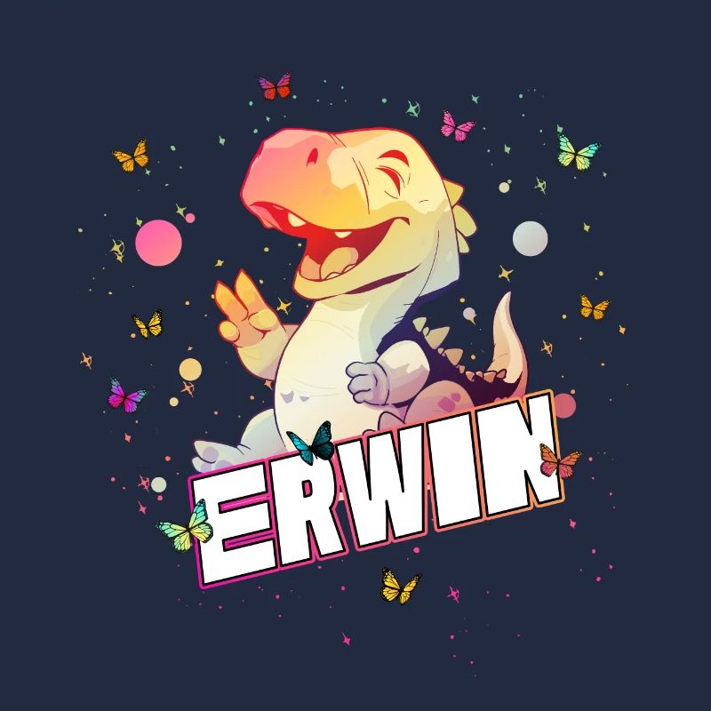 ERWIN - Schöner Junge Name mit süßem DINO T-REX