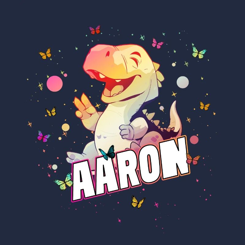 AARON - Schöner Junge Name mit süßem DINO T-REX