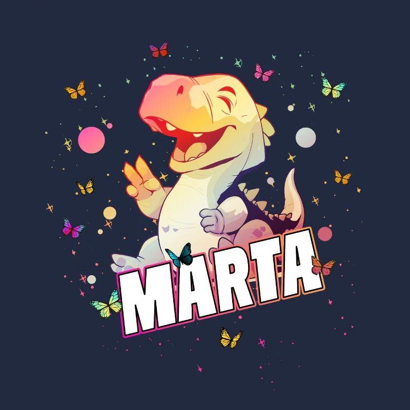 MARTA - Schöner MÄDCHEN Name mit süßem DINO T-REX