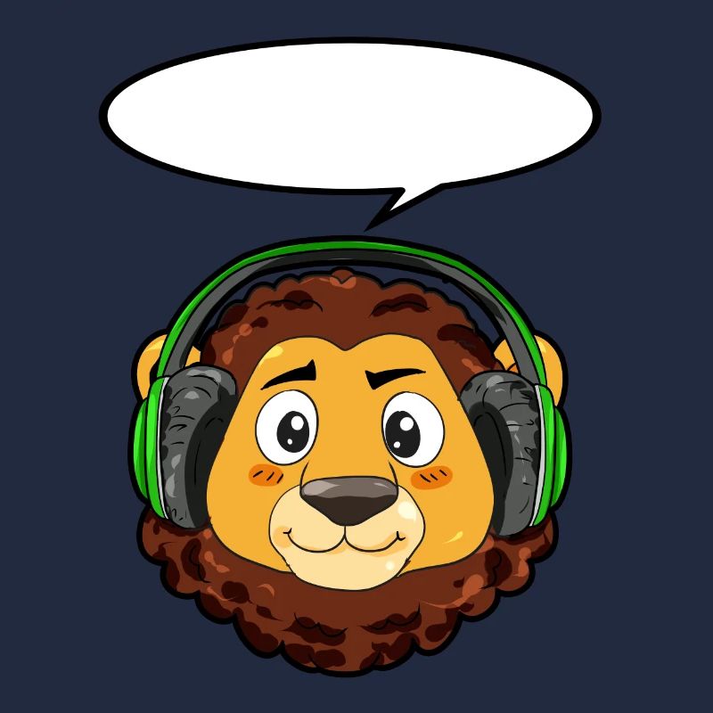 Lion avec écouteurs