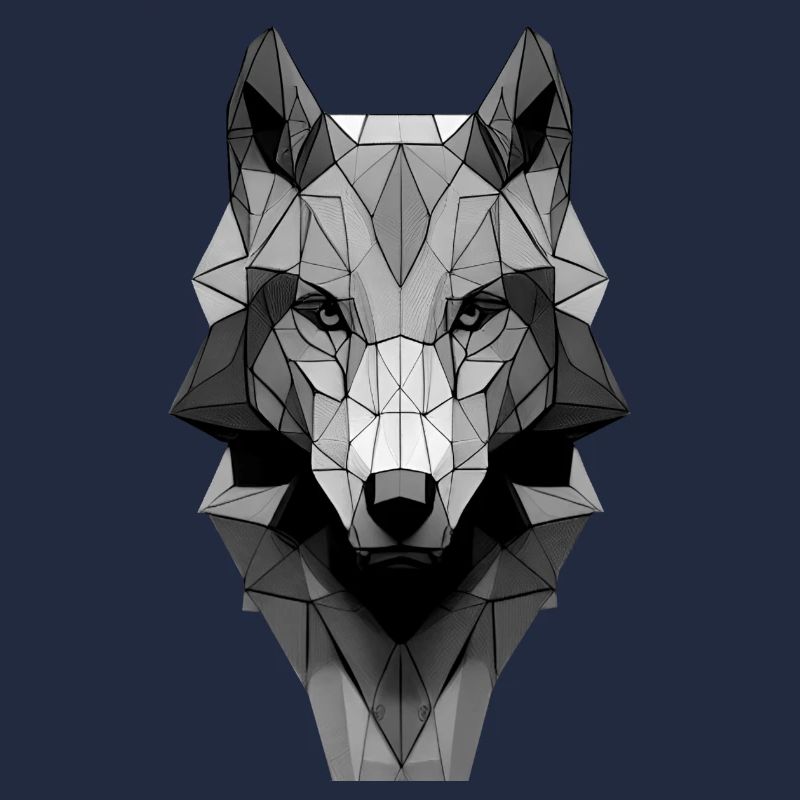 Polygon Design Wolf tête d’animal noir blanc