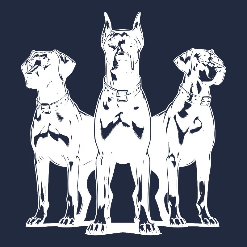 Trois élégants chiens de garde vigilants en poste