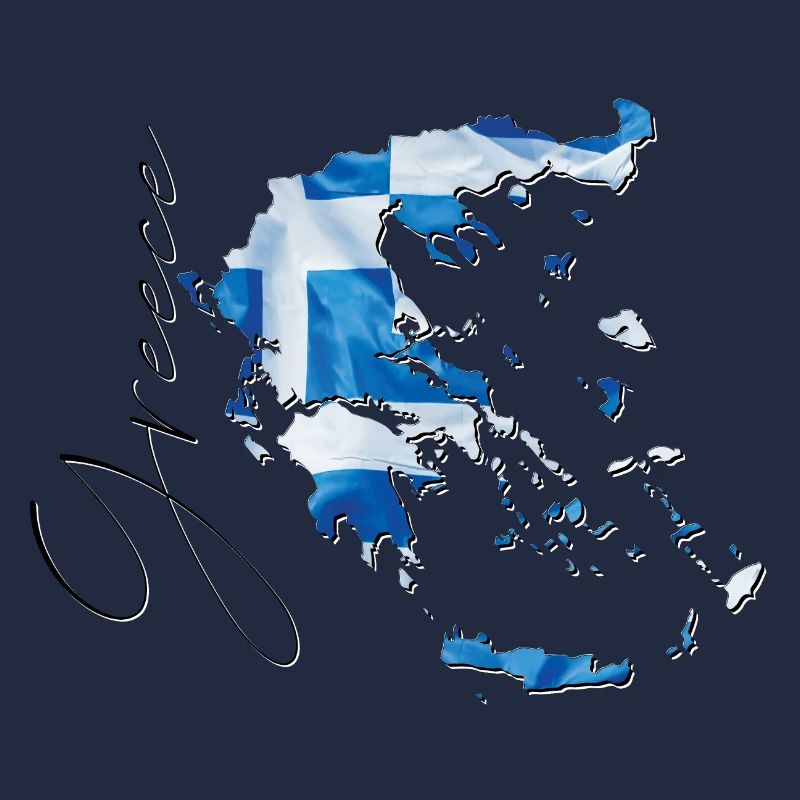 Drapeau de la Grèce en Grèce Carte EN