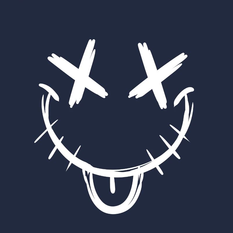 Smile avec x yeux langue et fermeture éclair bouche