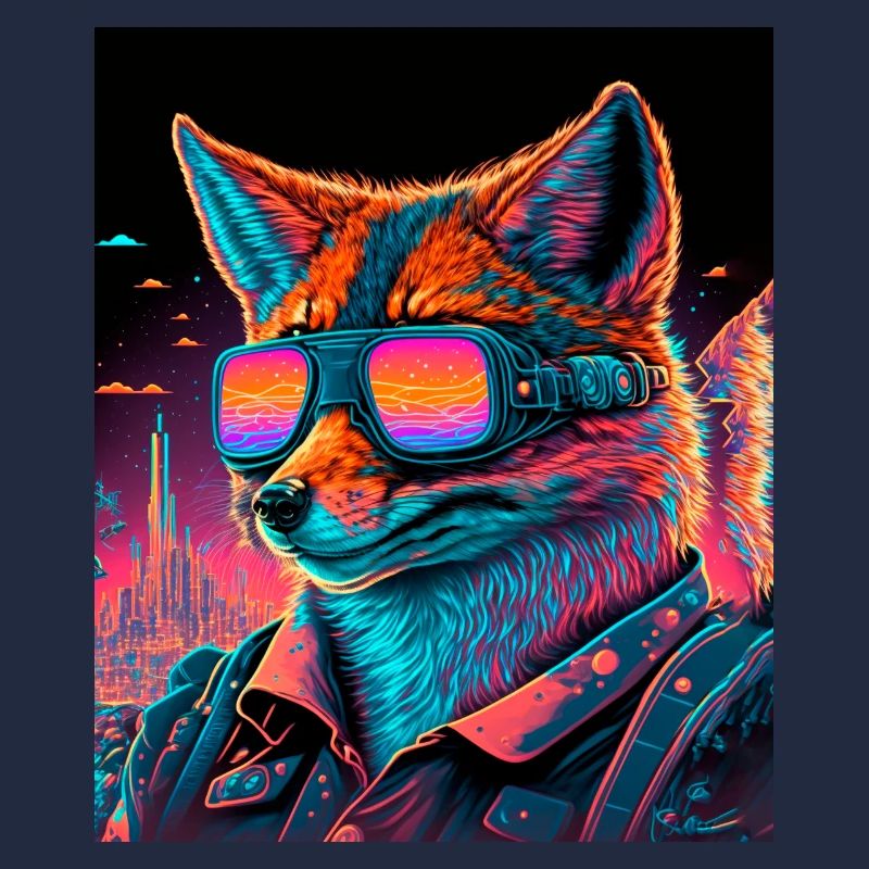Retro Futuristic Synthwave Fox