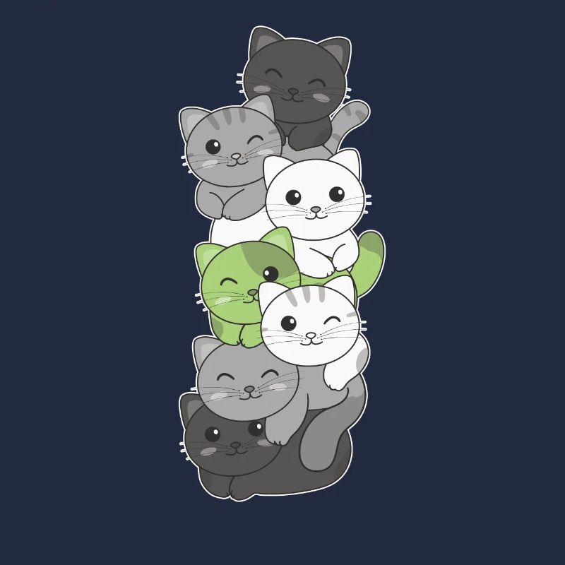Agender Flag Pride LGBTQ Cute Cat Stack