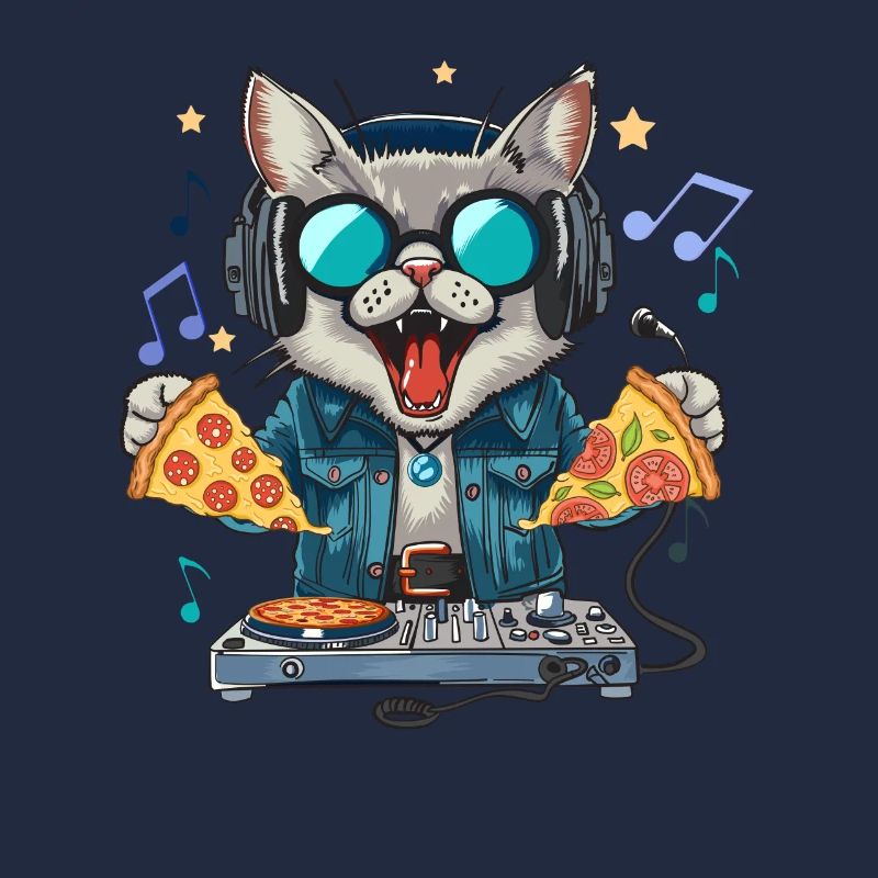 Outer Space Cat Pizza Disc Jockey - Interstellar
