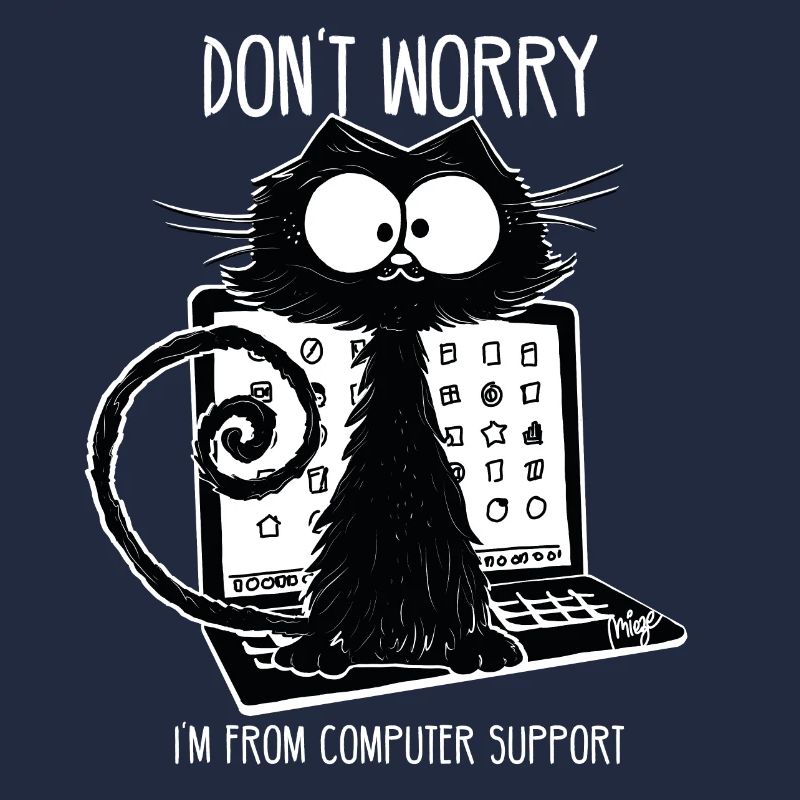 Support informatique drôle de chat noir