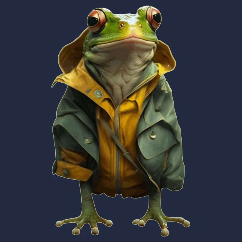 Such a storm thinks the frog with a rain jacket