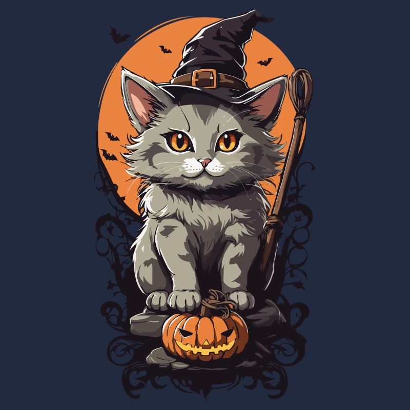 Mignon chat sorcière drôle de conception de sorts d’Halloween