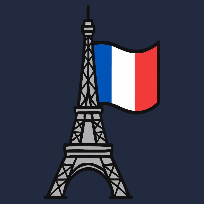 Tour Eiffel avec drapeau français