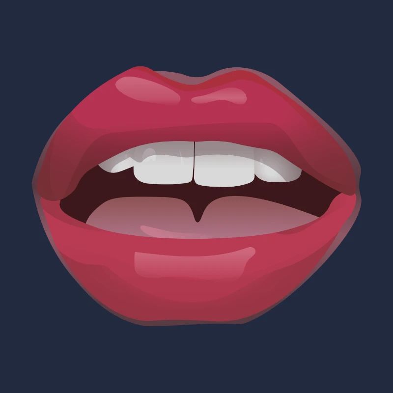 Red lips with teeth