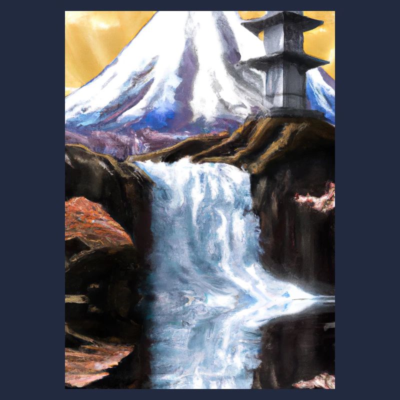 Japan Tower Wasserfall Gemälde