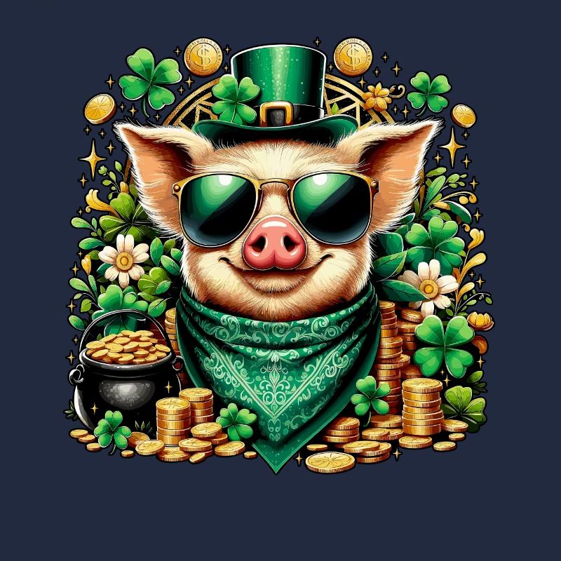 Cochon cool avec trèfle