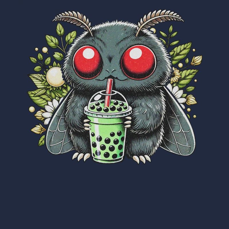 Mothman Drinking Bubble Tea