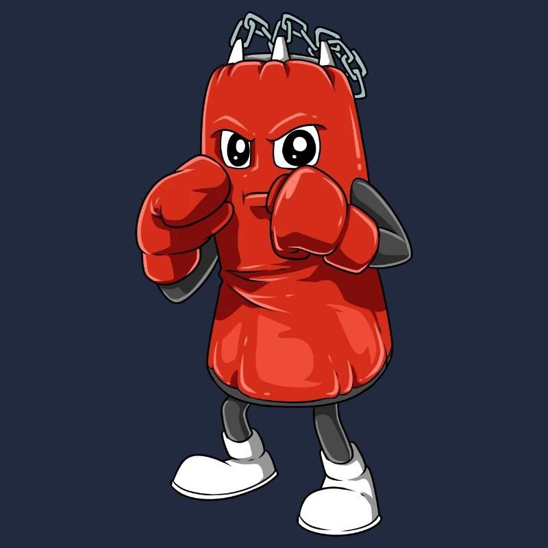 Lustiger Boxsack mit Boxhandschuhen